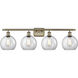 Ballston Athens LED 36 inch Antique Brass Bath Vanity Light Wall Light in Clear Glass, Ballston