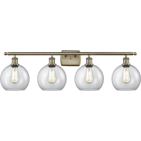 Ballston Athens LED 36 inch Antique Brass Bath Vanity Light Wall Light in Clear Glass, Ballston