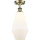 Ballston Cindyrella LED 7 inch Antique Brass Semi-Flush Mount Ceiling Light in Matte White Glass