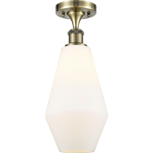 Ballston Cindyrella LED 7 inch Antique Brass Semi-Flush Mount Ceiling Light in Matte White Glass