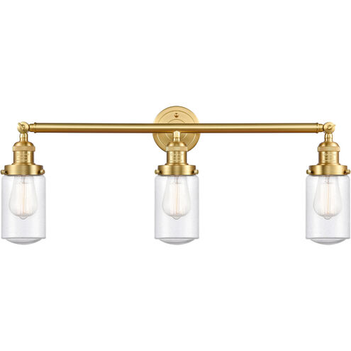 Franklin Restoration Dover LED 31 inch Satin Gold Bath Vanity Light Wall Light in Seedy Glass, Franklin Restoration