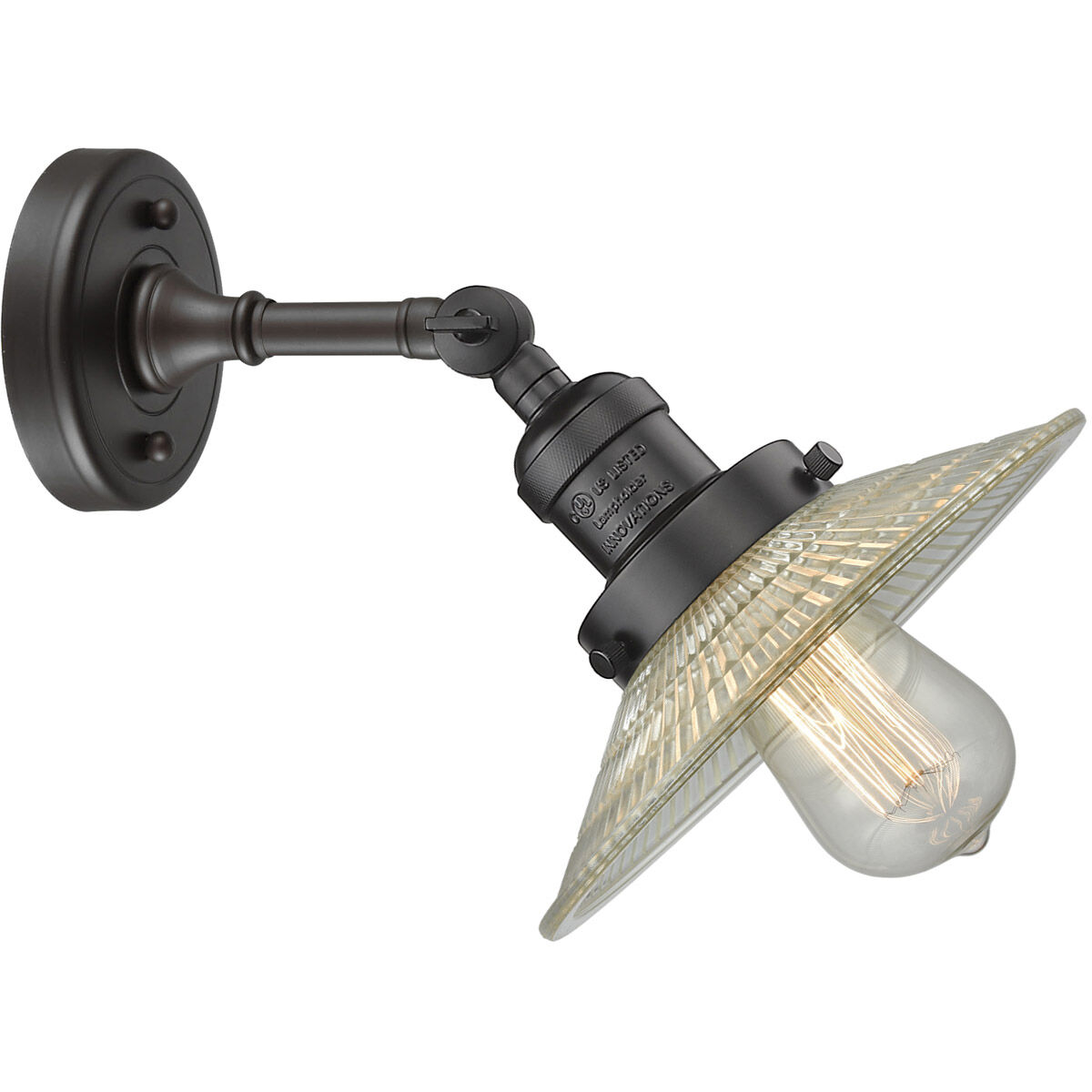 Franklin Restoration Halophane LED 8.5 inch Oil Rubbed Bronze Sconce Wall Light in Clear Halophane Glass, Franklin Restoration