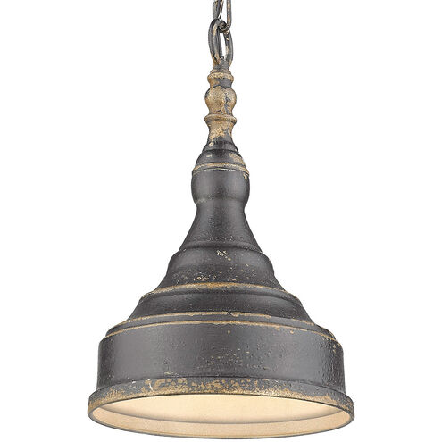 Keating 1 Light 9 inch Antique Black Iron Mini Pendant Ceiling Light, Small