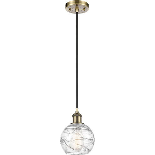 Ballston Small Deco Swirl LED 6 inch Antique Brass Mini Pendant Ceiling Light in Black Textured, Ballston
