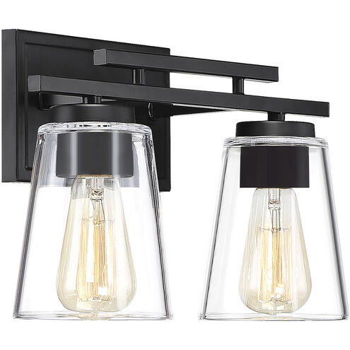 Calhoun 2 Light 14.63 inch Black Bathroom Vanity Light Wall Light, Essentials