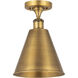 Ballston Cone LED 8 inch Brushed Brass Semi-Flush Mount Ceiling Light