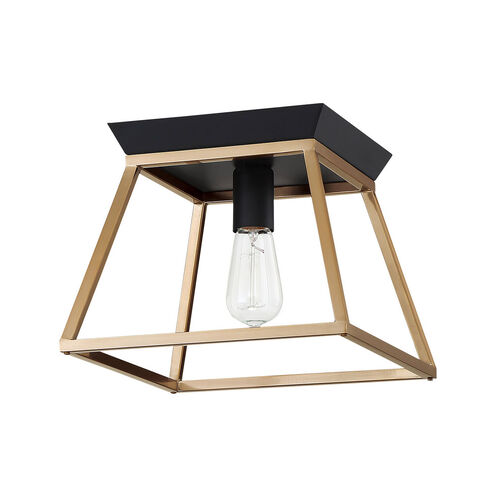 Paulino 1 Light 11.5 inch Brushed Gold and Matte Black Flush Mount Ceiling Light