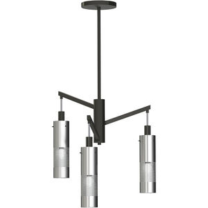 Grid 3 3 Light 19 inch Coal With Brushed Nickel Chandelier Ceiling Light