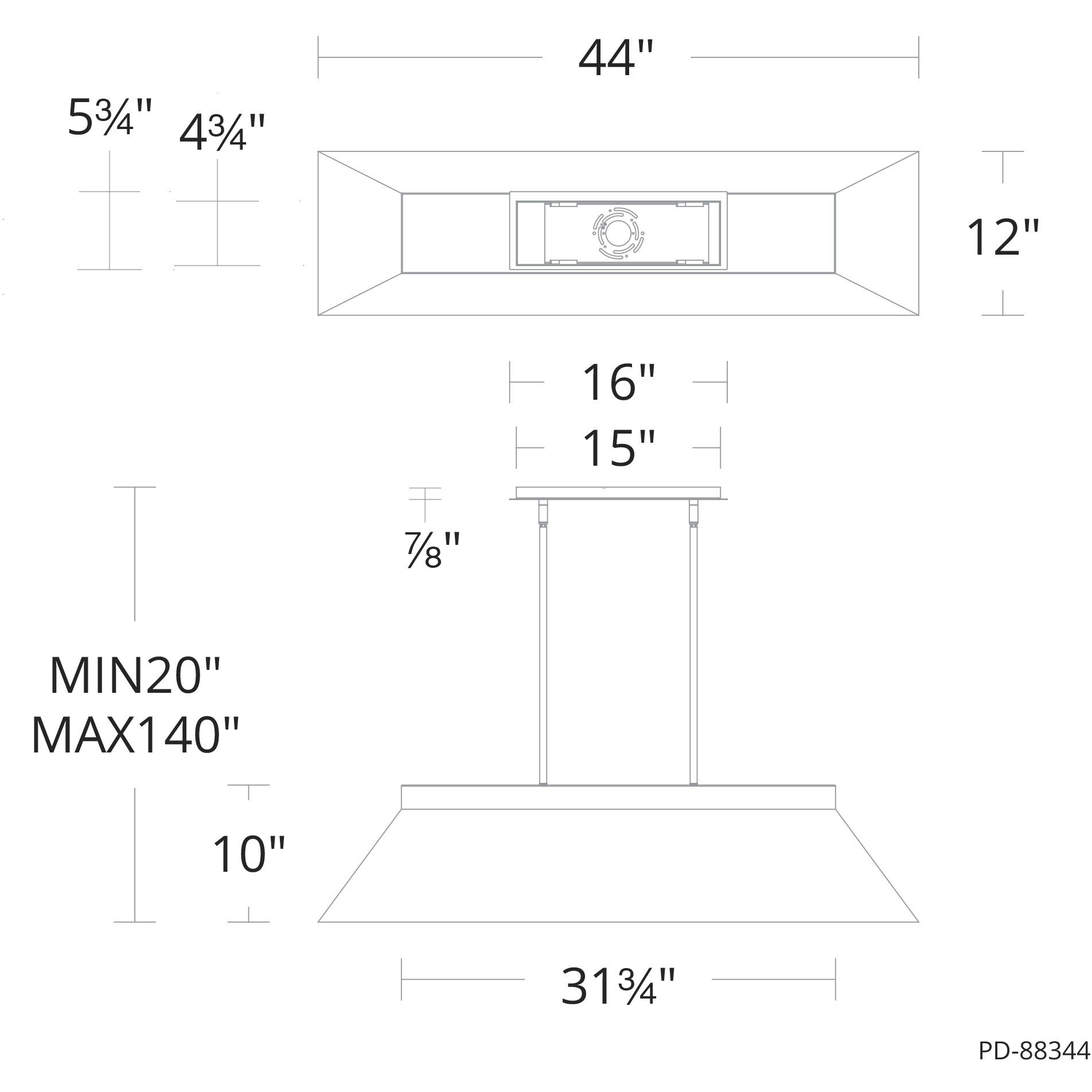 Bentley 1 Light 44 inch Black Aged Brass Linear Pendant Ceiling Light