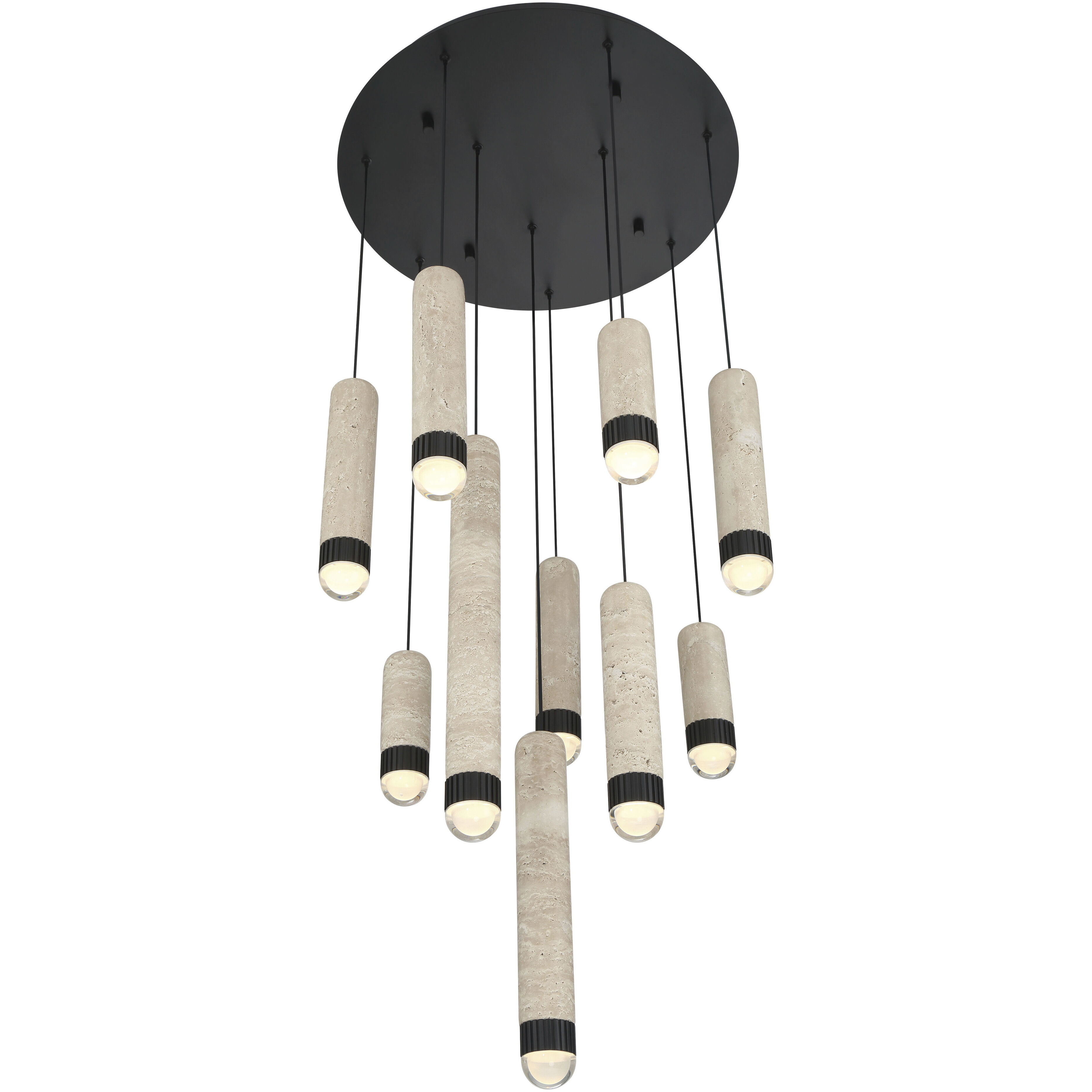 Cambre LED 22 inch Matte Black Multi Drop Chandelier Ceiling Light