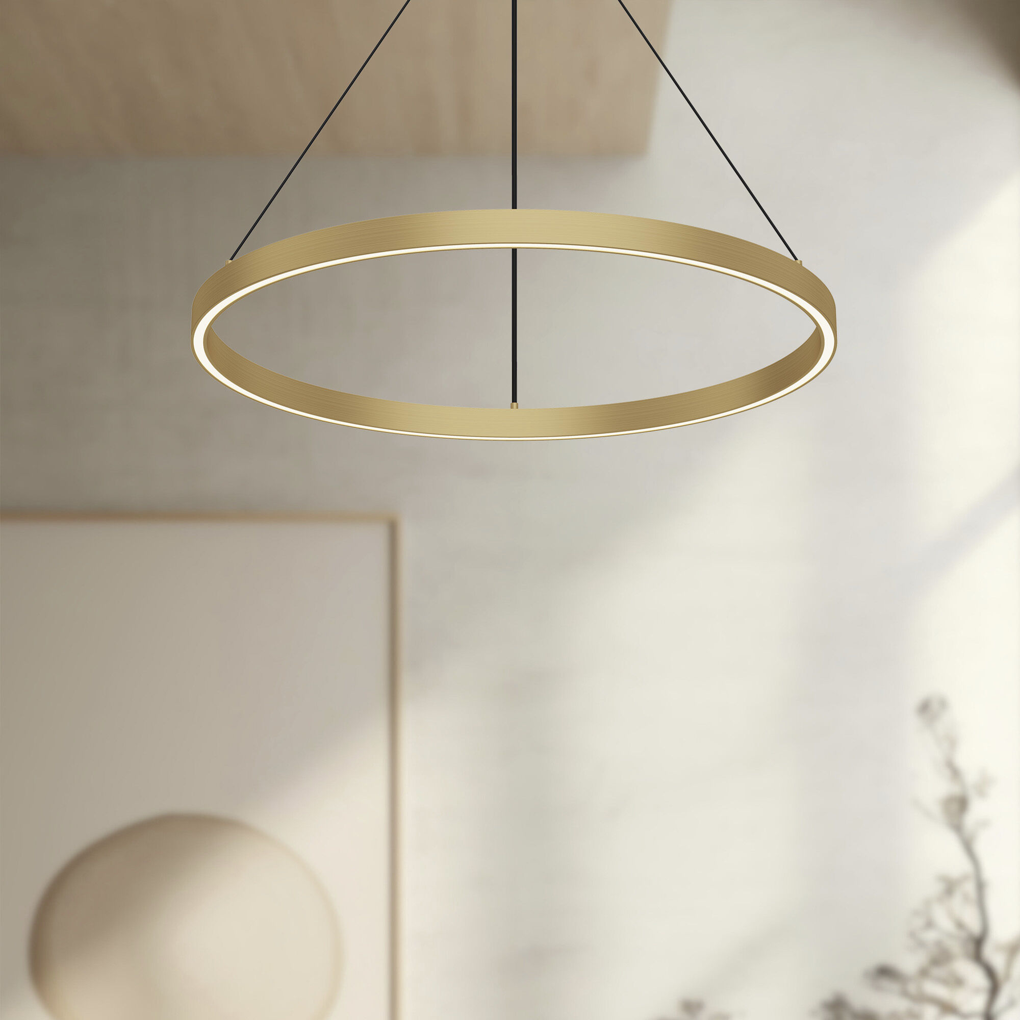 Cerchio Pendant Ceiling Light in Brushed Gold