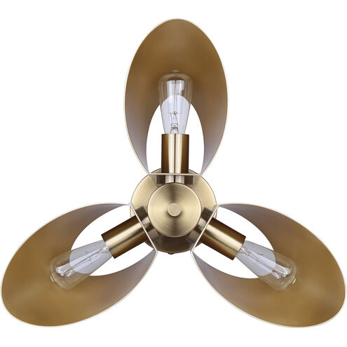 Daxton 3 Light 20 inch Matte White and Gold Semi-Flush Mount Ceiling Light