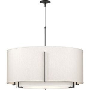 Exos Double Shade 3 Light 37.2 inch Oil Rubbed Bronze Large Scale Pendant Ceiling Light in Natural Anna/Flax