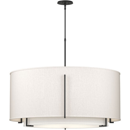Exos Double Shade 3 Light 37.2 inch Ink Large Scale Pendant Ceiling Light in Natural Anna/Flax
