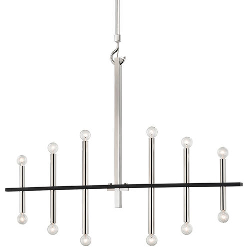 Colette 12 Light 44 inch Polished Nickel / Black Chandelier Ceiling Light in Polished Nickel and Black