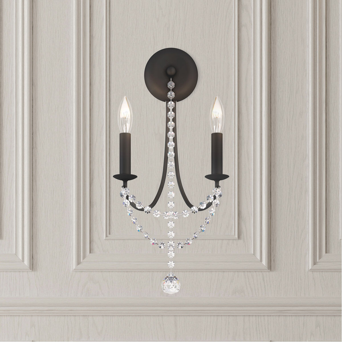 Verdana 2 Light 4 inch Black ADA Wall Sconce Wall Light in Optic