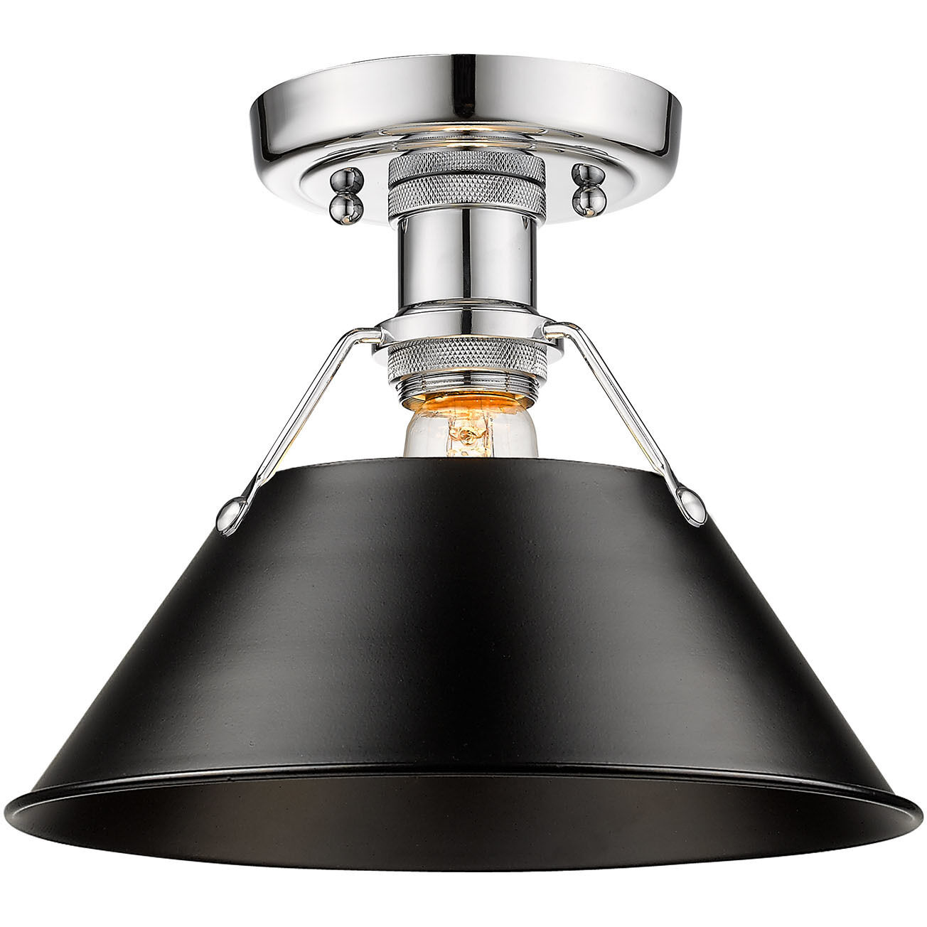 Yep Orwell 1 Light 10 inch Chrome Flush Mount Ceiling Light in Matte Black, Damp