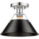 Yep Orwell 1 Light 10 inch Chrome Flush Mount Ceiling Light in Matte Black, Damp
