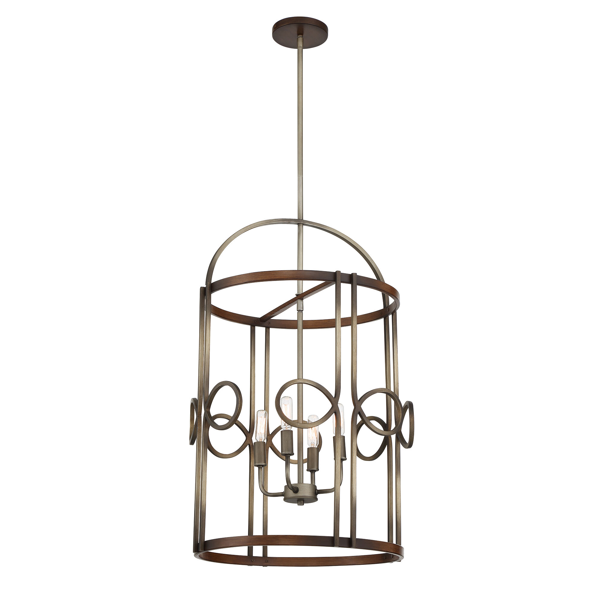 Yorkville 4 Light 18 inch Aged Darkwood/Silver Patina Pendant Ceiling Light