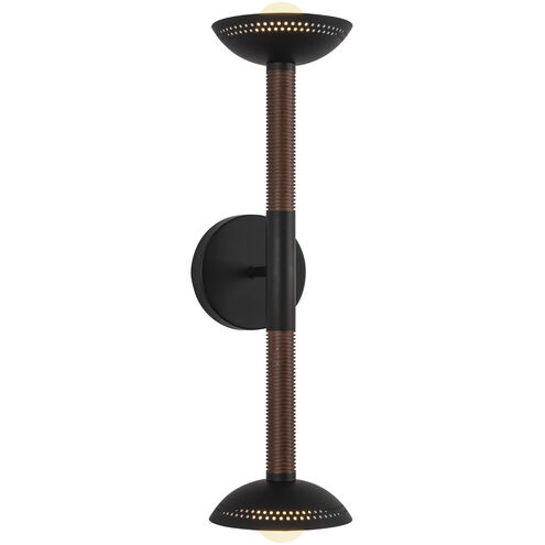 Alora Mood Arden LED 6 inch Matte Black and Opal Glass Bath Vanity Wall Light