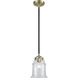 Nouveau Canton LED 6 inch Black Antique Brass Mini Pendant Ceiling Light in Clear, Nouveau