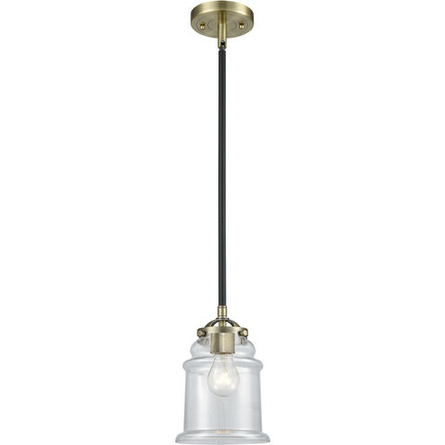 Nouveau Canton LED 6 inch Black Antique Brass Mini Pendant Ceiling Light in Clear, Nouveau