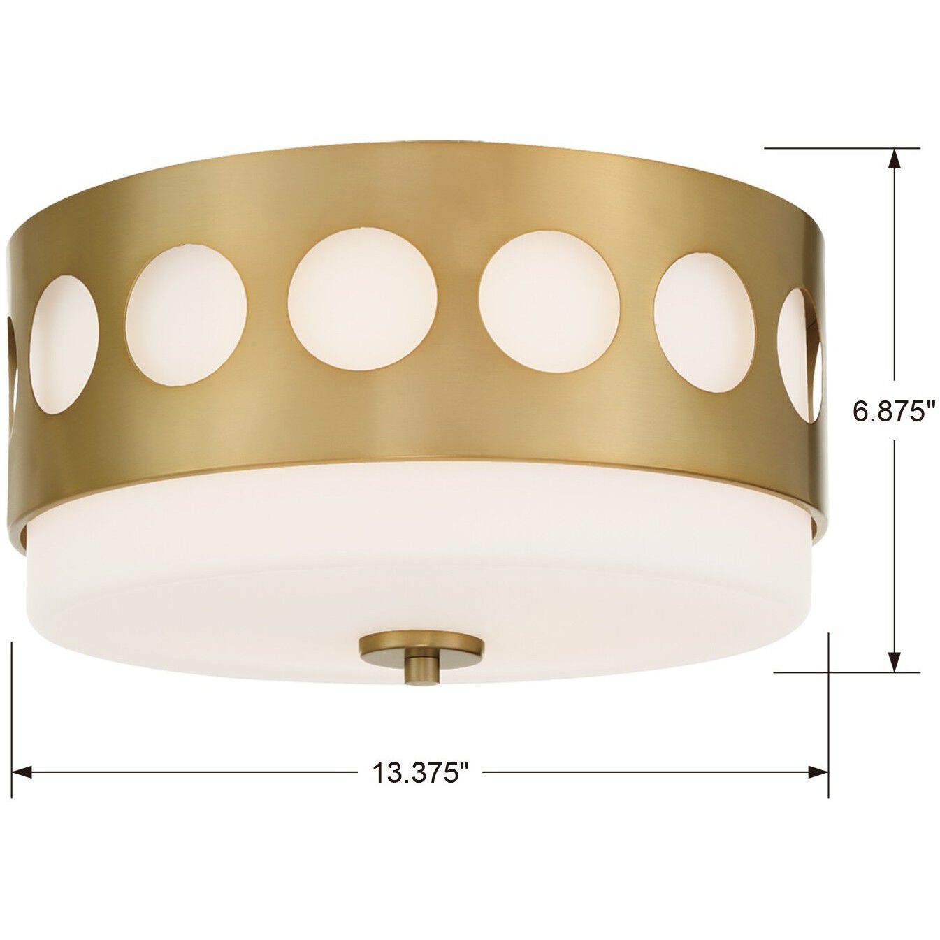 Kirby 2 Light 13.25 inch Vibrant Gold Flush Ceiling Light