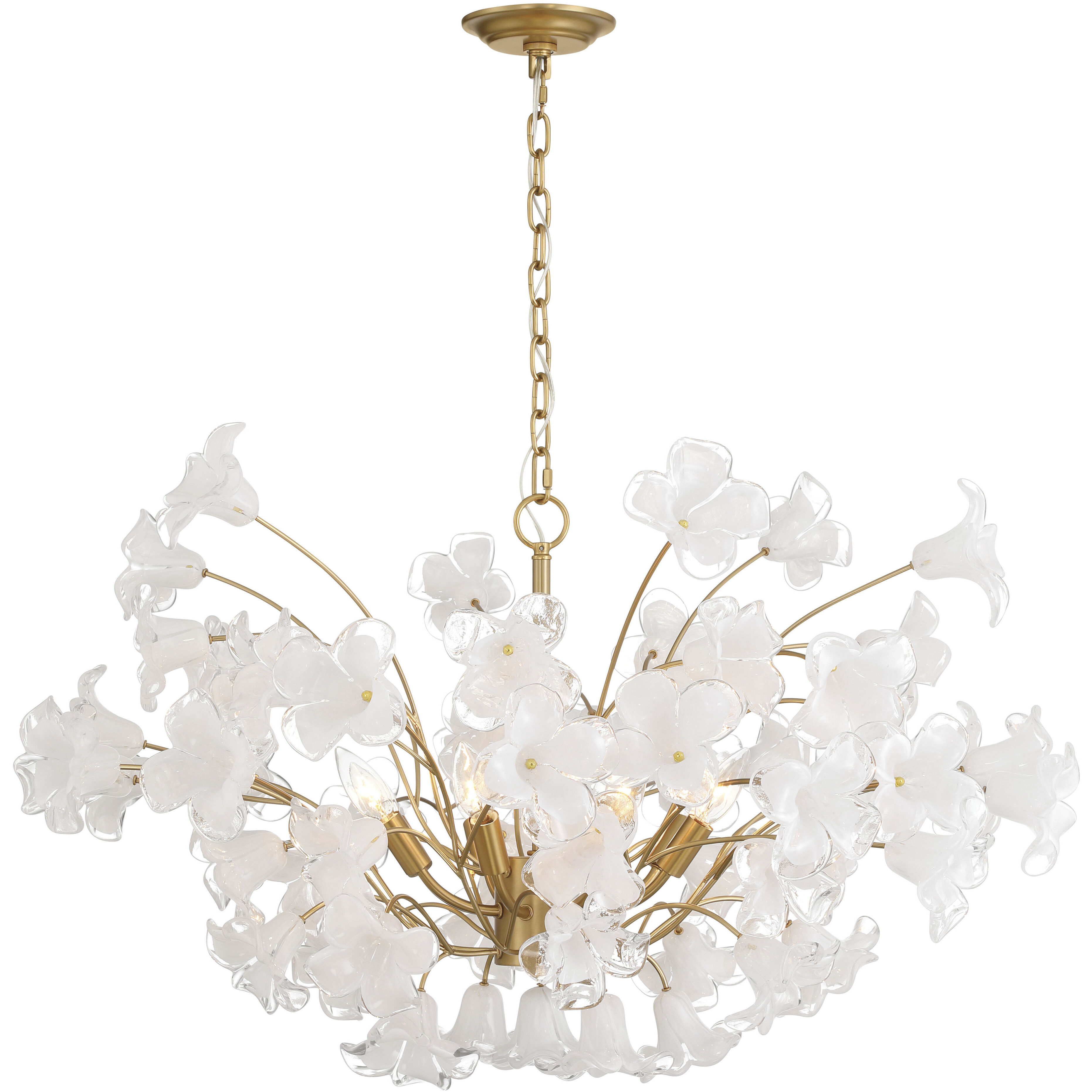 Bloome 8 Light 36.5 inch Legacy Brass Chandelier Ceiling Light in Clear Handmade Glass