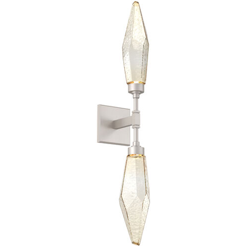 Rock Crystal LED 4.5 inch Beige Silver Indoor Sconce Wall Light in 3000K LED, Metallic Beige Silver, Chilled Amber, Double