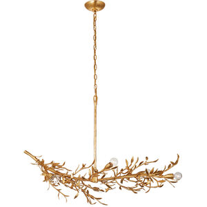 Julie Neill Mandeville 6 Light 42 inch Antique Gold Leaf Linear Chandelier Ceiling Light