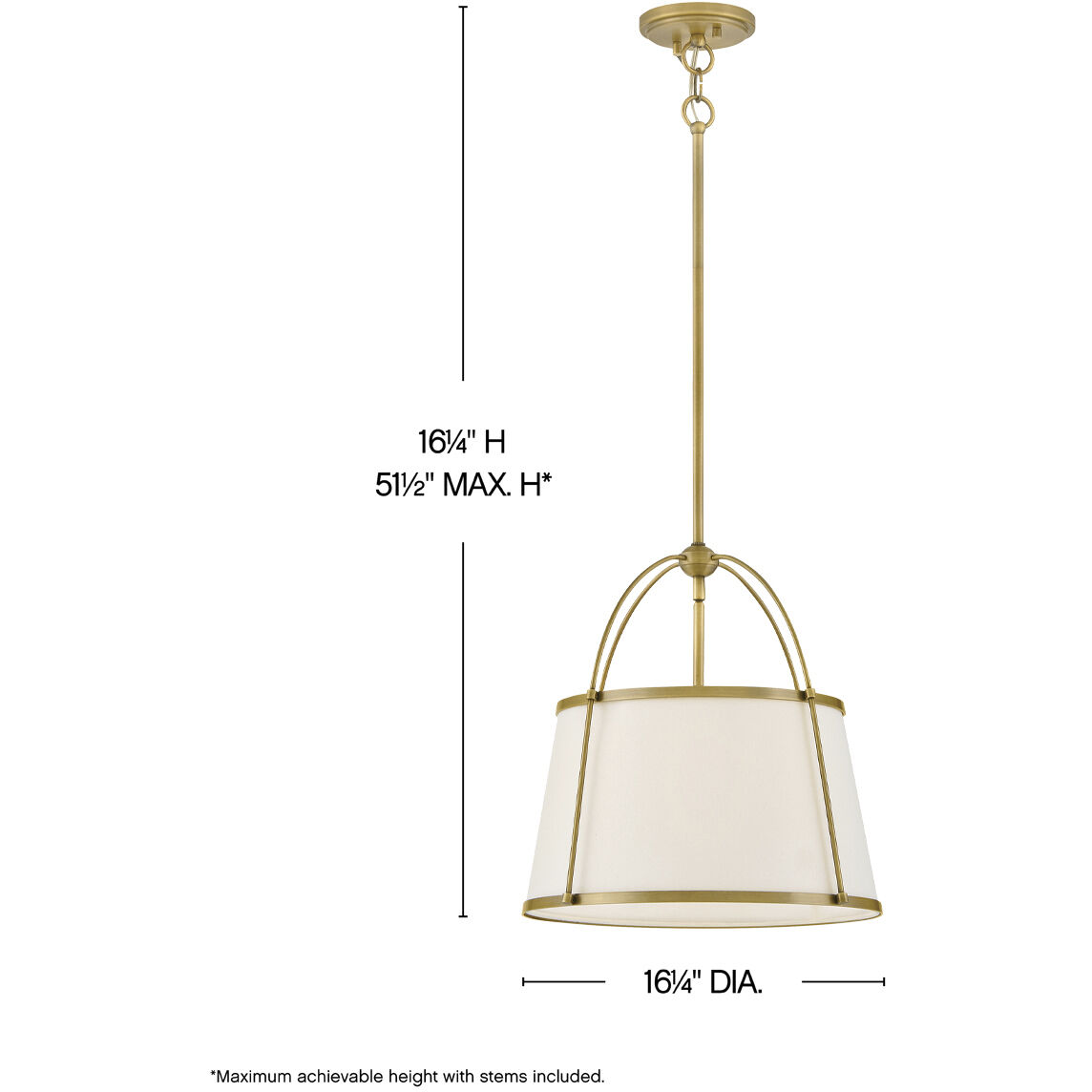 Clarke 1 Light 16.25 inch Lacquered Dark Brass Pendant Ceiling Light in Lacquered Brass with Off-White