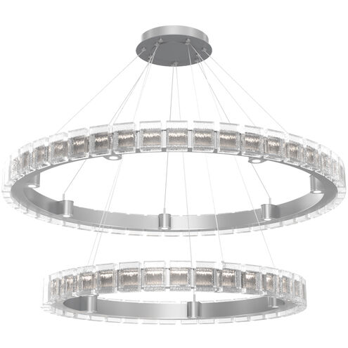 Tessera LED Classic Silver Chandelier Ceiling Light, Two-Tier Ring