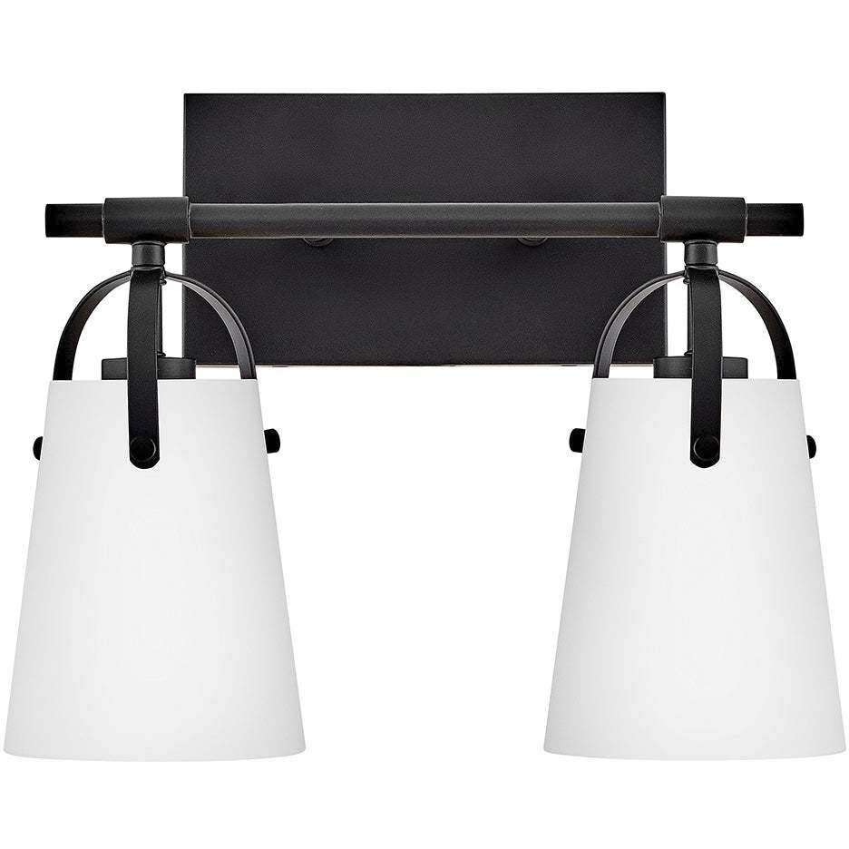 Foster 2 Light 13.75 inch Black Bath Light Wall Light in Etched Opal