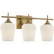 Octave 3 Light 21 inch Warm Brass Bathroom Vanity Light Wall Light, Essentials