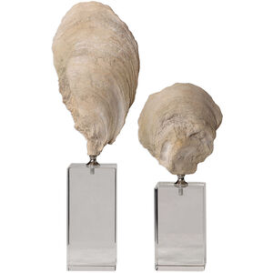 Oyster 15 X 5 inch Shell Sculptures, Set of 2