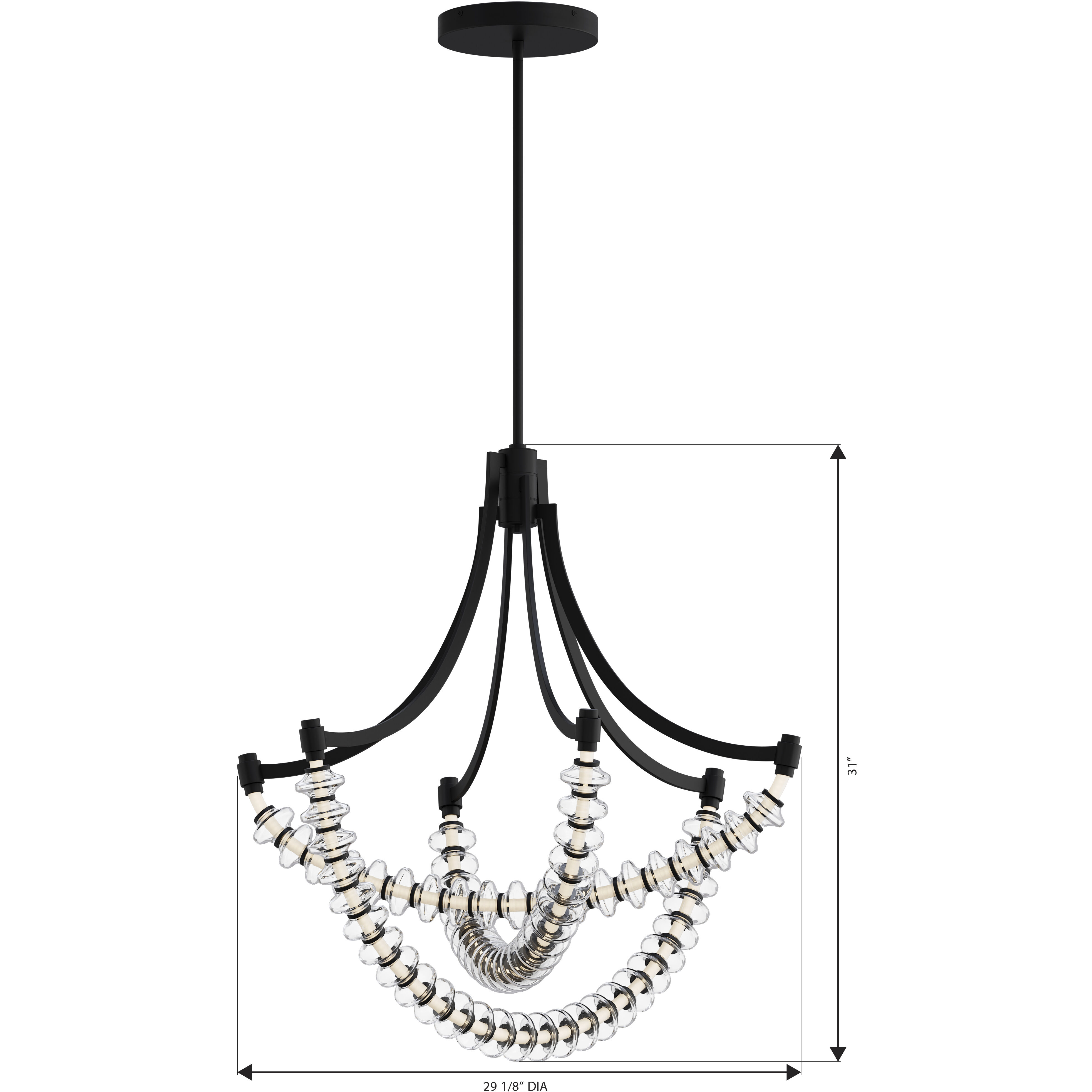 Pearl LED 29.25 inch Dark Matte Black Chandelier Ceiling Light