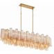Addis 14 Light 51.75 inch Aged Brass Linear Chandelier Ceiling Light in Tronchi Glass Amber
