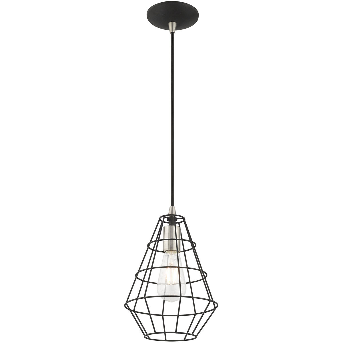 Geometric 1 Light 8 inch Black Mini Pendant Ceiling Light