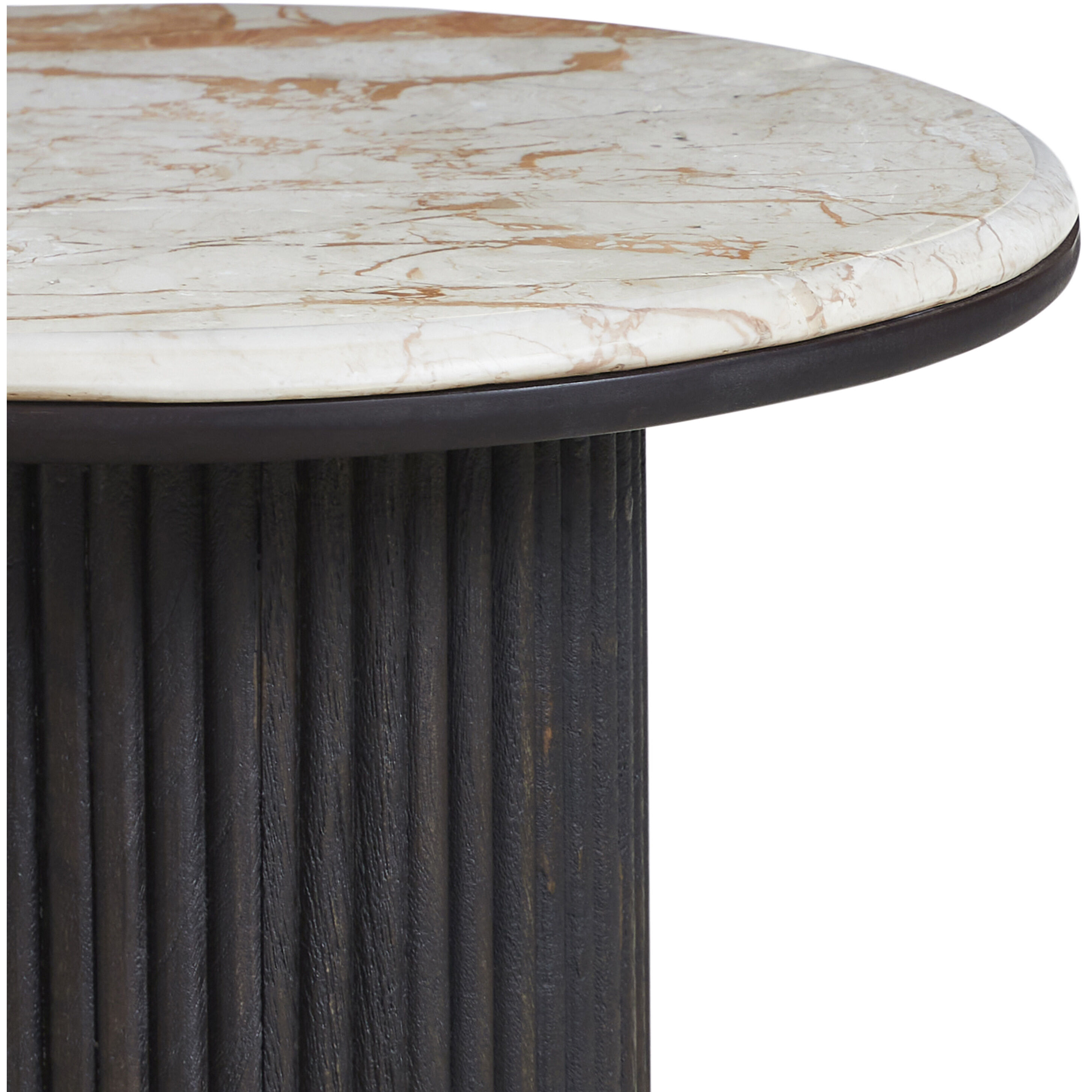 Alessio 24 X 18 inch Walnut and White Marble Side Table