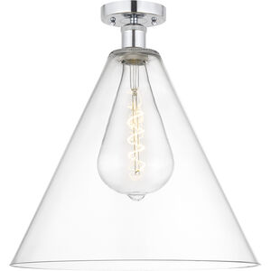 Edison Berkshire 1 Light 16 inch Polished Chrome Semi-Flush Mount Ceiling Light in Clear Glass