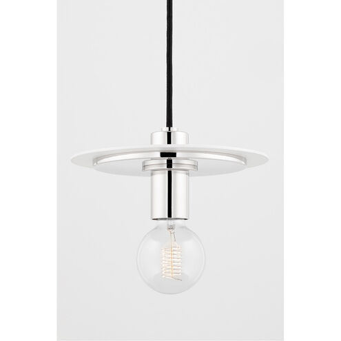 Milo 1 Light 9 inch Polished Nickel Pendant Ceiling Light in Polished Nickel and White
