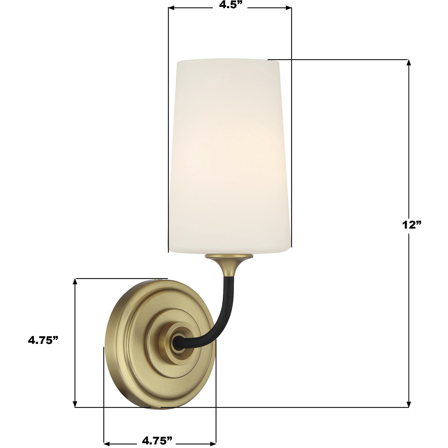 Niles Bath Sconce Wall Light in Black Forged and Modern Gold