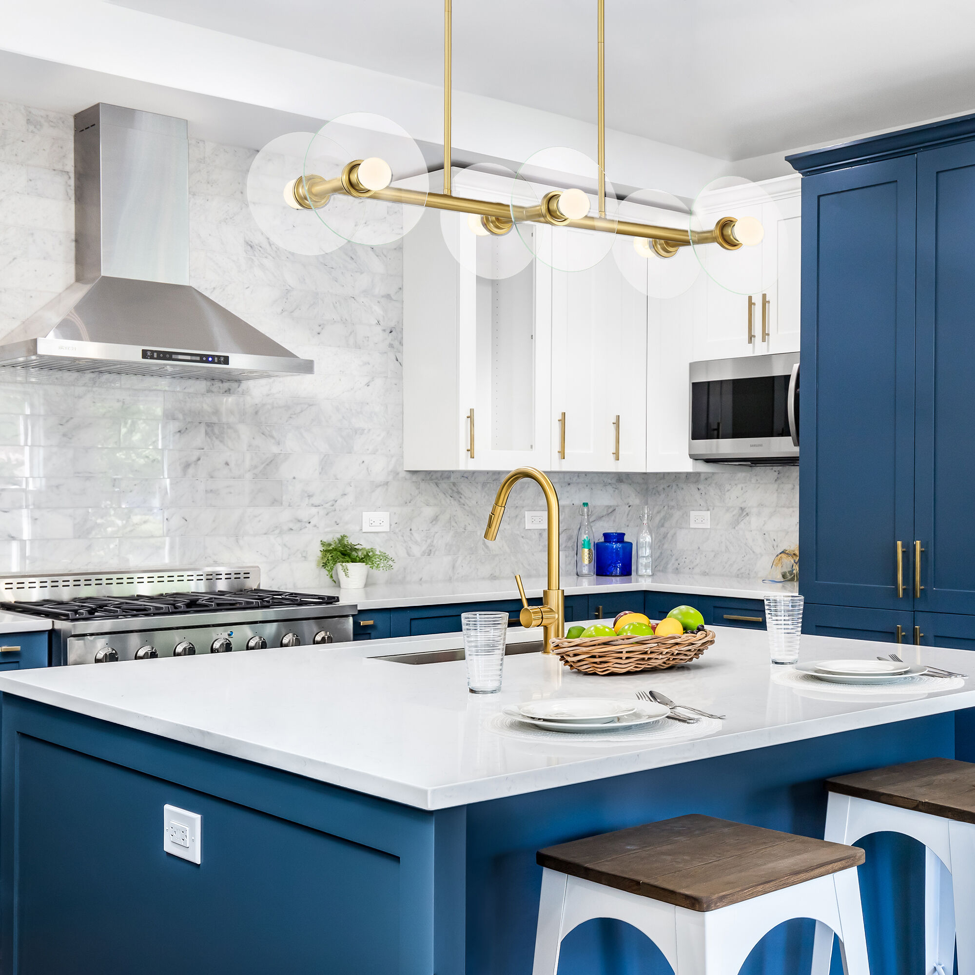 Litto 6 Light 36 inch Brushed Gold Island Light Ceiling Light