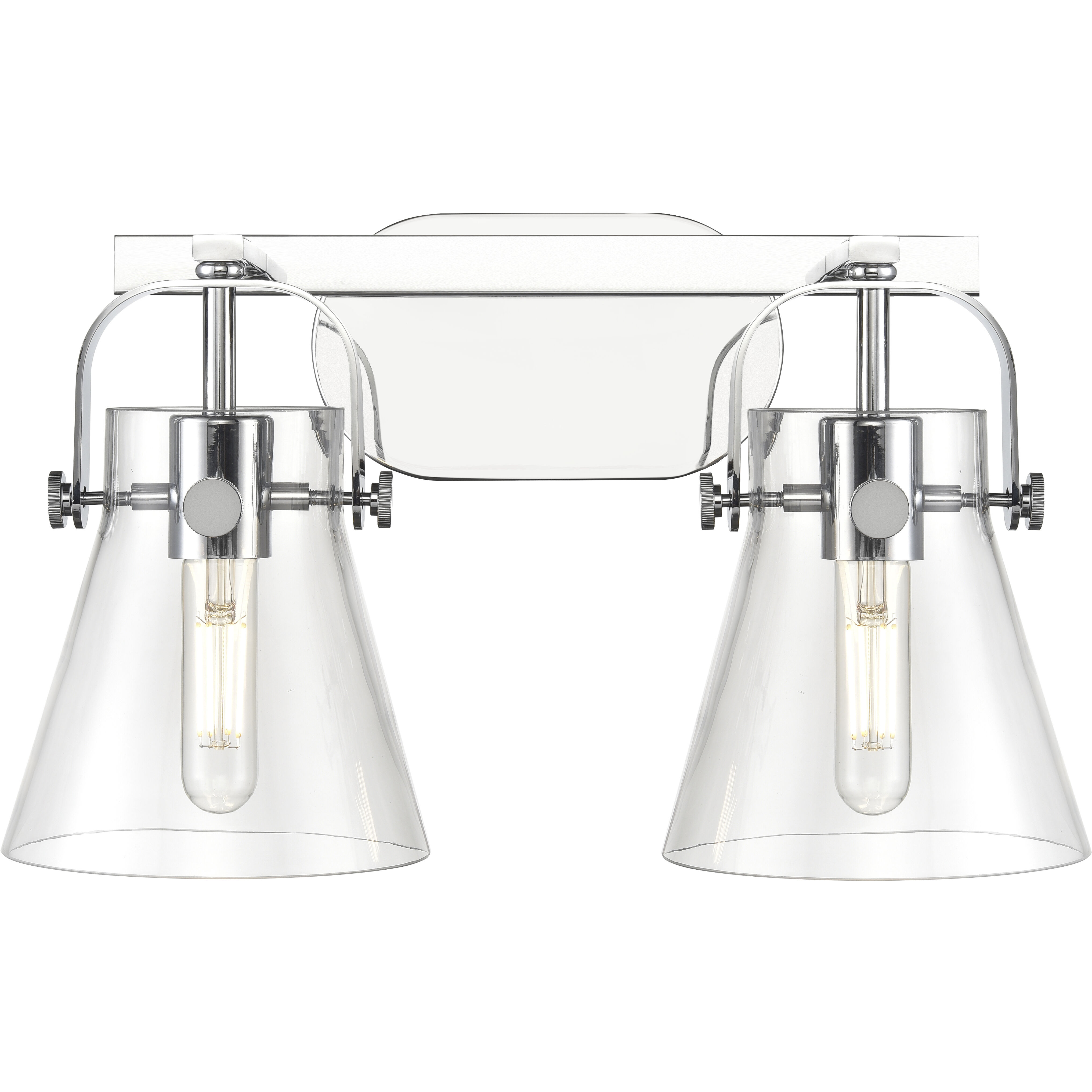 Pilaster II Cone 2 Light 17 inch Polished Chrome Bath Vanity Light Wall Light in Clear Glass