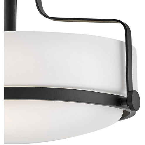 Harper LED 15 inch Black Indoor Semi-Flush Mount Ceiling Light in Etched Opal