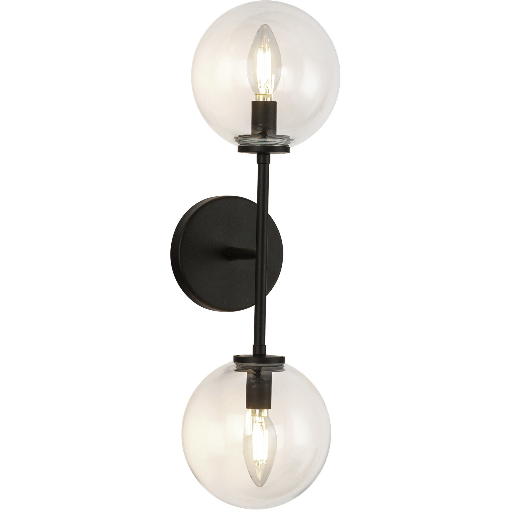Alora Mood Cassia Wall/Vanity Light Wall Light in Matte Black, Clear Glass