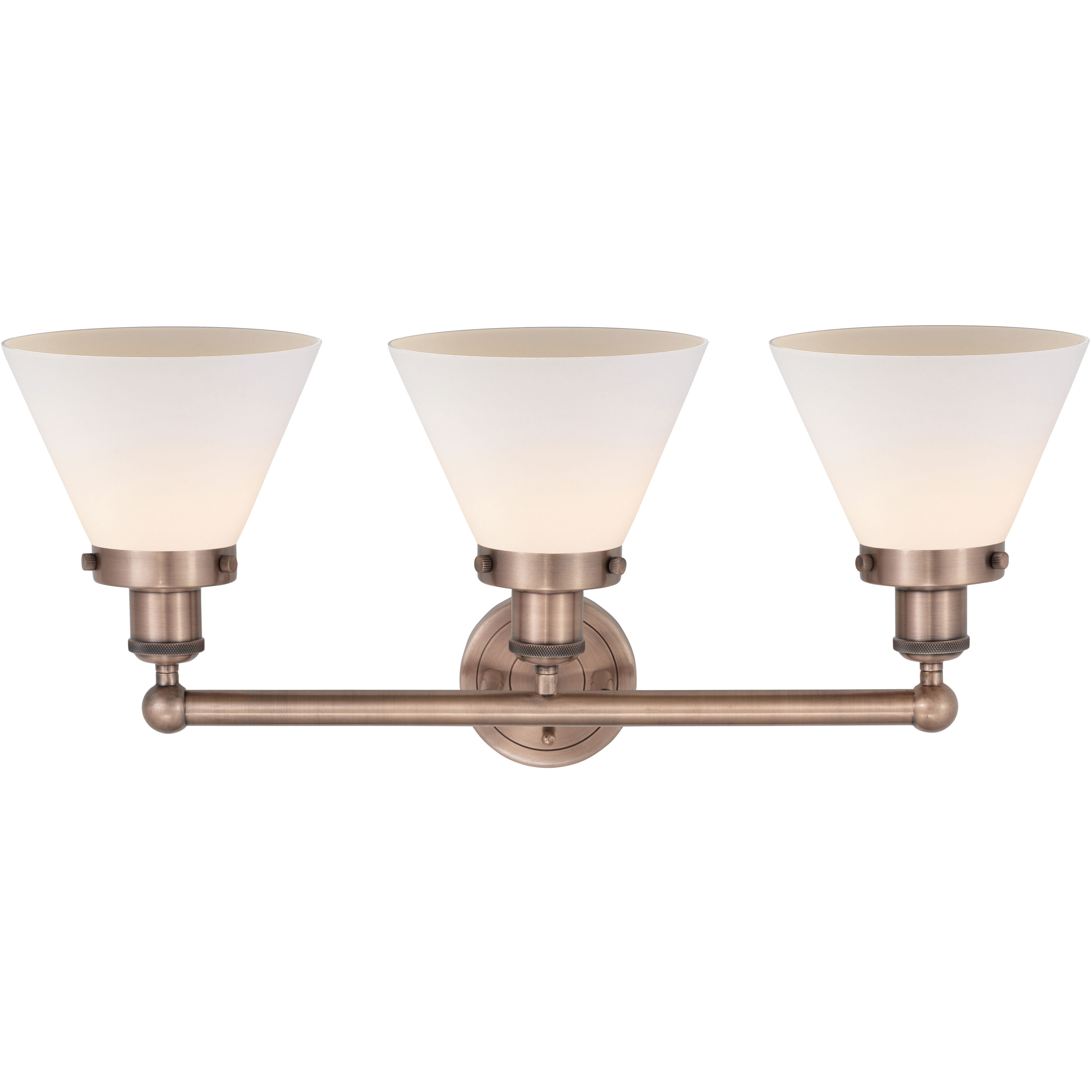 Cone 3 Light 25.75 inch Antique Copper Bath Vanity Light Wall Light in Matte White