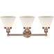 Cone 3 Light 25.75 inch Antique Copper Bath Vanity Light Wall Light in Matte White