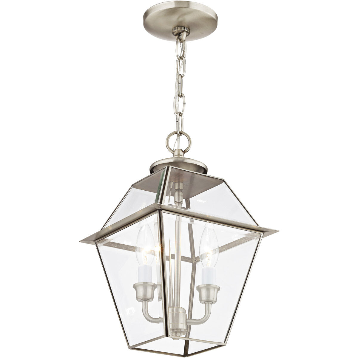 Westover 2 Light 9 inch Brushed Nickel Outdoor Pendant Lantern