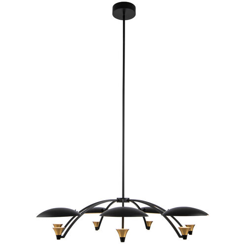 Redding LED 38 inch Matte Black with White and Brass Accent Chandelier Ceiling Light